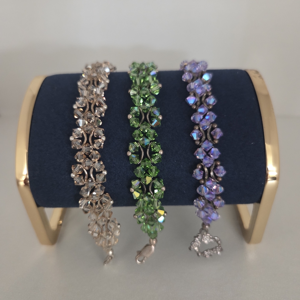 $45 Each - Elegant Swarovski Crystal Bracelet - Champagne, Peridot, Violet